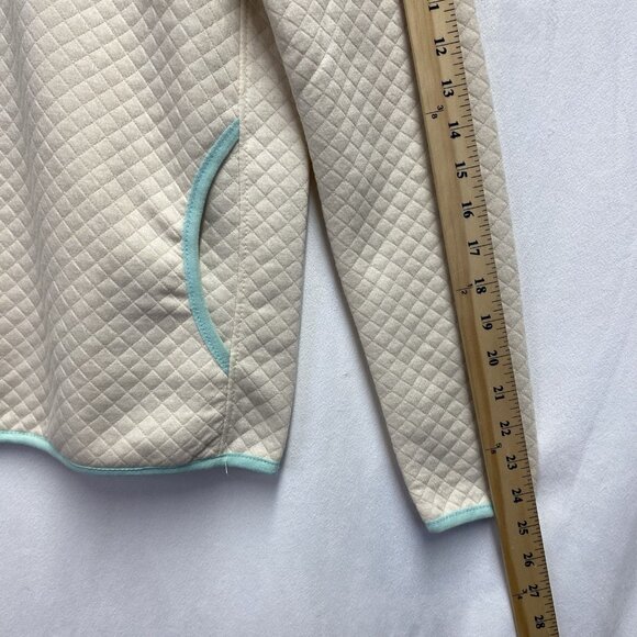 JNY-JONES NEW YORK Quilted Pullover Snap Mock Neck Sweatshirt Women Small Cream - Picture 15 of 16